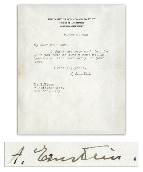 Albert Einstein WWII-Dated Typed Letter Signed